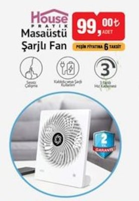 House Pratik Masaüstü Şarjlı Fan image