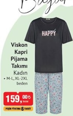 Viskon Kapri Pijama Takımı Kadın image