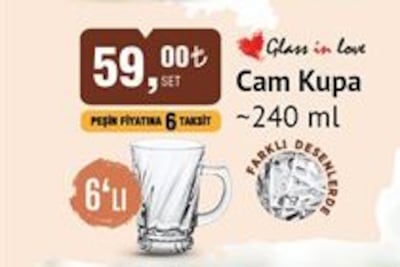 Glass in Love Cam Kupa 240 ml 6'lı image