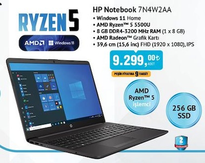HP 7N4W2AA Ryzen 5 5500U 8/256 GB Notebook image