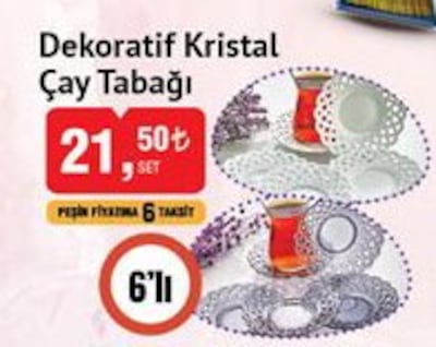 Dekoratif Kristal Çay Tabağı 6'lı image