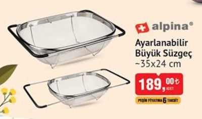 Alpina Ayarlanabilir Büyük Süzgeç 35x24 cm image