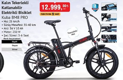 Bim Kuba BM8 Pro Kalın Tekerlekli Katlanabilir Elektrikli Bisiklet