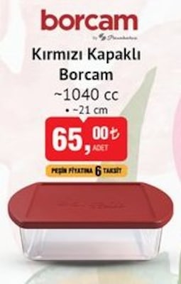Paşabahçe Borcam Kırmızı Kapaklı 1040 cm 21 cm image