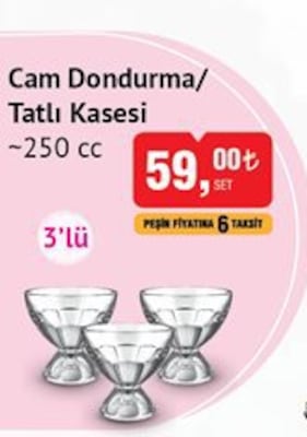 Glass İn Love Cam Dondurma/Tatlı Kasesi 250 cc 3'lü image