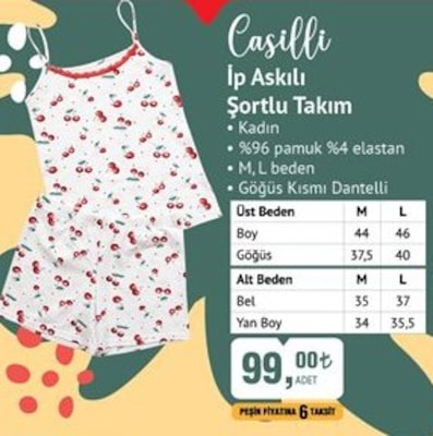Casilli İp Askılı Şortlu Takım image