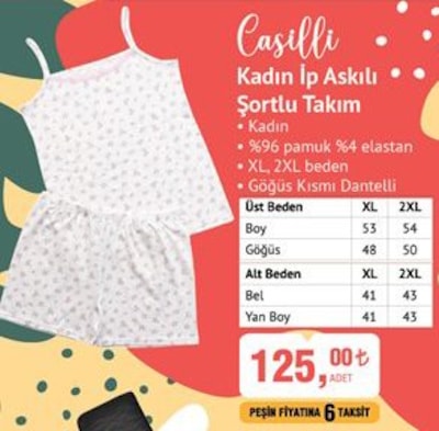 Casilli Kadın İp Askılı Şortlu Takım image