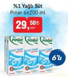 Pınar %1 Yağlı Süt 6x200 ml image