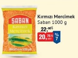 Saban Kırmızı Mercimek 1000 g image