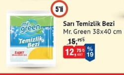 Mr.Green Sarı Temizlik Bezi 38x40 cm 5'li image