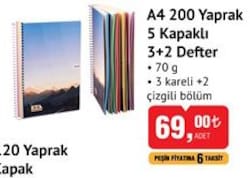 Studi A4 200 Yaprak 5 Kapaklı 3+2 Defter image
