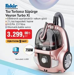 Fakir Toz Torbasız Süpürge Veyron Turbo Xl 750 W image