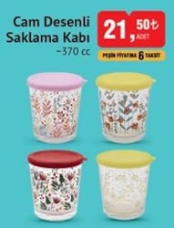 Glass In Love Cam Desenli Saklama Kabı 370 cc image