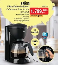 Braun KF560/1 Filtre Kahve Makinesi Cafehouse Pure Aroma 1100 W image
