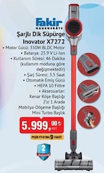 Fakir X7272 Inovator Şarjlı Dik Süpürge image