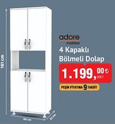 Adore Mobilya 4 Kapaklı Bölmeli Dolap image