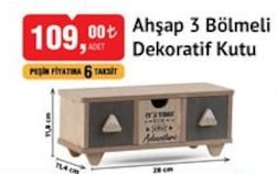 Ahşap 3 Bölmeli Dekoratif Kutu image