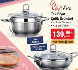 Chef's Pro Tek Fiyat Çelik Ürünleri 14cm/16 cm image