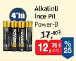 Power-B Alkalinli İnce Pil 4'lü image