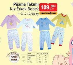 Pijama Takımı Kız Erkek Bebek image
