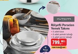 Kütahya Porselen Rölyefli Porselen Yemek Takımı 18 Parça image