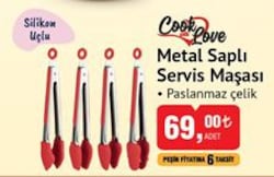 Cook Love Metal Saplı Silikon Uçlu Servis Maşası image