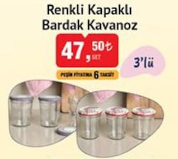 Renkli Kapaklı Bardak Kavanoz 3'lü image