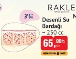 Rakle Desenli Su Bardağı 250 cc 3'lü image