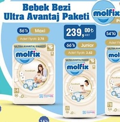 Molfix Pure & Soft Bebek Bezi Ultra Avantaj Paketi Junior 66'lı image