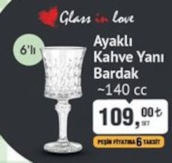 Glass in Love Ayaklı Kahve Yanı Bardak 140 cc 6'lı image