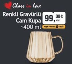Glass in Love Renkli Gravürlü Cam Kupa 400 ml image