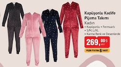 Kapüşonlu Kadife Pijama Takımı Kadın image