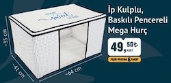 İp Kulplu Baskılı Pencereli Mega Hurç 64x41x35 cm image