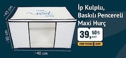 İp Kulplu Baskılı Pencereli Maxi Hurç 40x45x30 cm image