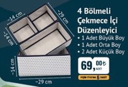 4 Bölmeli Çekmece İçi Düzenleyici image
