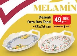 Melamin Desenli Orta Boy Tepsi 35 x26 cm image