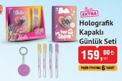 Barbie Extra Holografik Kapaklı Günlük Seti image