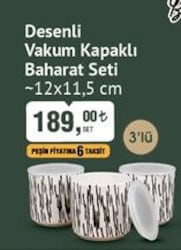 Benante Desenli Vakum Kapaklı Baharat Seti 3'lü 12x11,5 cm image