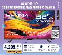 Senna 32 İNÇ 32SN6000H HD Ready Android 13 Smart TV image