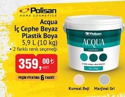 Polisan Acqua İç Cephe Beyaz Plastik Boya 5,9 L (10 kg) image