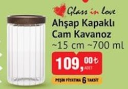 Glass In Love Ahşap Kapaklı Cam Kavanoz 15 cm 700 ml image