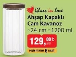 Glass In Love Ahşap Kapaklı Cam Kavanoz 24 cm 1200 ml image