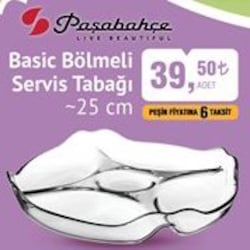 Paşabahçe Basic Bölmeli Servis Tabağı 25 cm image