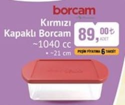 Paşabahçe Borcam Kırmızı Kapaklı Borcam 1040 cc 21 cm image