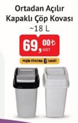 Ortadan Açılır Kapaklı Çöp Kovası 18 L image