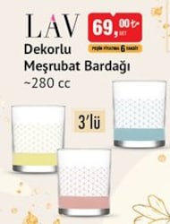 Lav Dekorlu Meşrubat Bardağı 280 cc 3'lü image