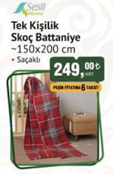 Sesli Home Tek Kişilik Skoç Battaniye 150x200 cm image