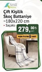 Sesli Home Çift Kişilik Skoç Battaniye 180x220 cm image