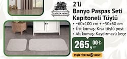 Casilda Home 2’li Banyo Paspas Seti Kapitoneli Tüylü image