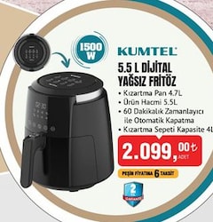 Kumtel 5.5 L Dijital Yağsız Fritöz 1500 W image